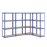 4-Layer Shelves 4 pcs Blue Steel&Engineered Wood