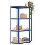 4-Layer Shelves 4 pcs Blue Steel&Engineered Wood