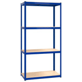 4-Layer Shelves 4 pcs Blue Steel&Engineered Wood - 45-Degree Angle