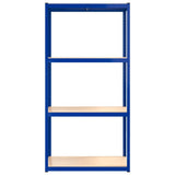 4-Layer Shelves 4 pcs Blue Steel&Engineered Wood - Rear View