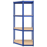 4-Layer Shelves 4 pcs Blue Steel&Engineered Wood - Extra Image