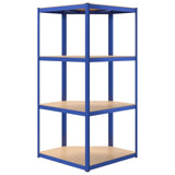 4-Layer Shelves 4 pcs Blue Steel&Engineered Wood - Extra Image