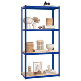 4-Layer Shelves 5 pcs Blue Steel&Engineered Wood