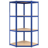 4-Layer Shelves 5 pcs Blue Steel&Engineered Wood