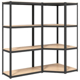 4-Layer Shelves 2 pcs Anthracite Steel&Engineered Wood - Front View
