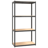 4-Layer Shelves 2 pcs Anthracite Steel&Engineered Wood - 45-Degree Angle