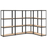 4-Layer Shelves 4 pcs Anthracite Steel&Engineered Wood - Front View