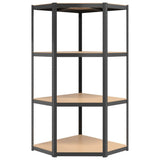 4-Layer Shelves 4 pcs Anthracite Steel&Engineered Wood - Low Angle
