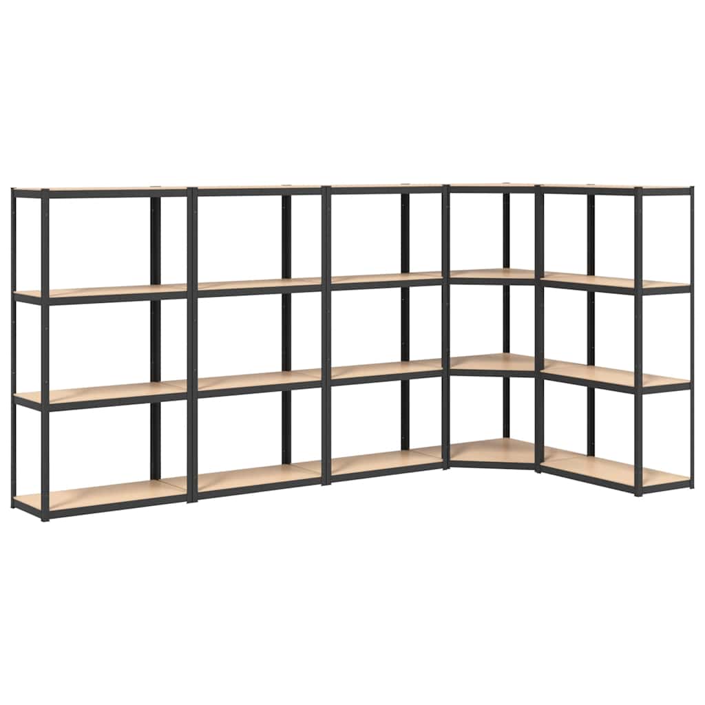 4-Layer Shelves 5 pcs Anthracite Steel&Engineered Wood