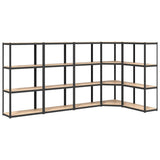 4-Layer Shelves 5 pcs Anthracite Steel&Engineered Wood - Front View