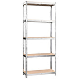 5-Layer Shelves 2 pcs Silver Steel and Engineered Wood - Top-Down View