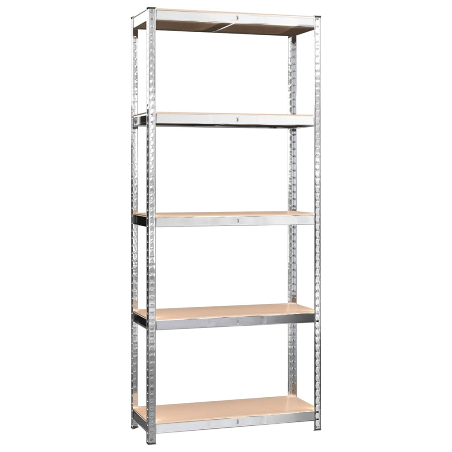 5-Layer Shelves 2 pcs Silver Steel and Engineered Wood