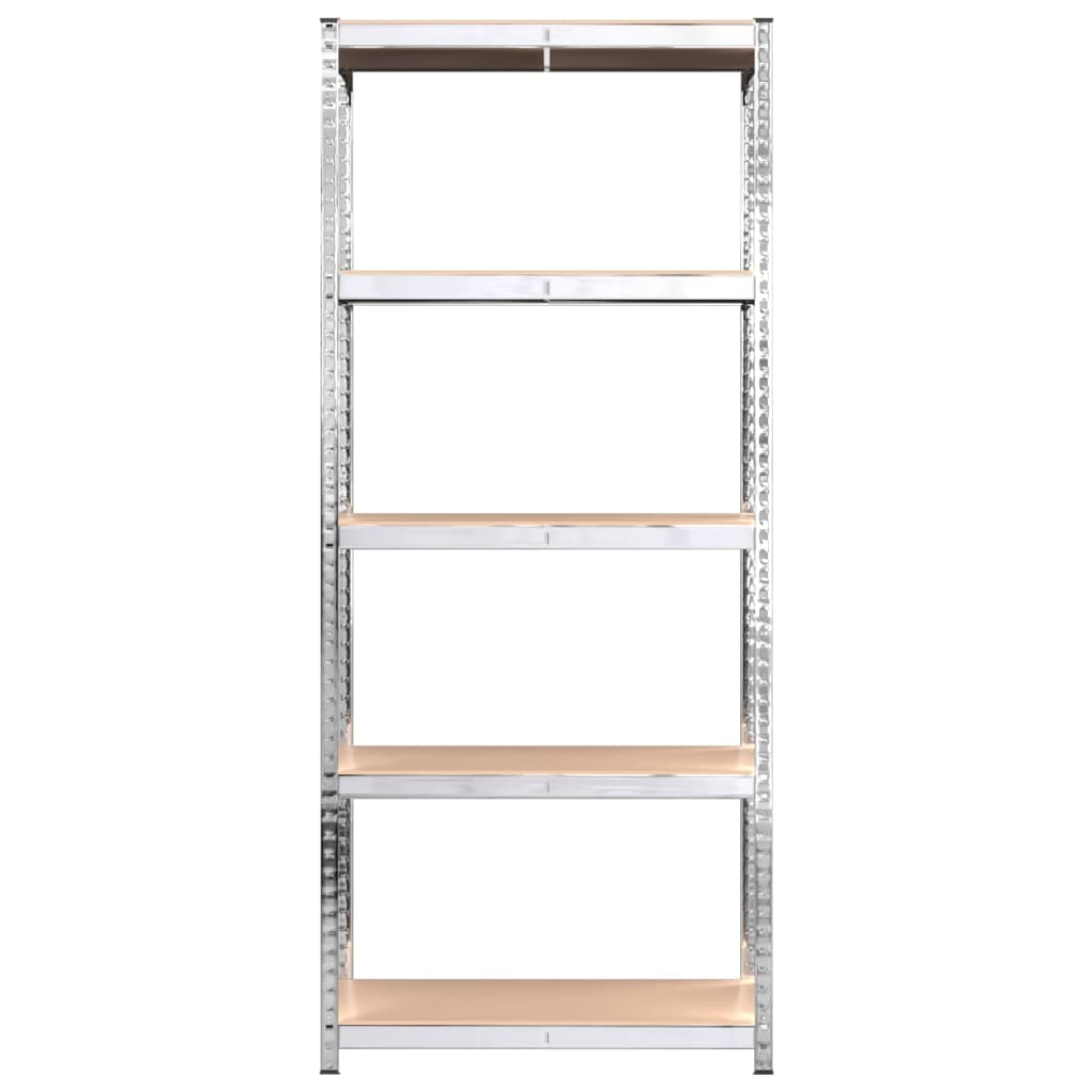 5-Layer Shelves 2 pcs Silver Steel and Engineered Wood
