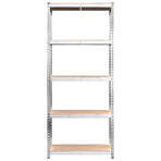 5-Layer Shelves 2 pcs Silver Steel and Engineered Wood
