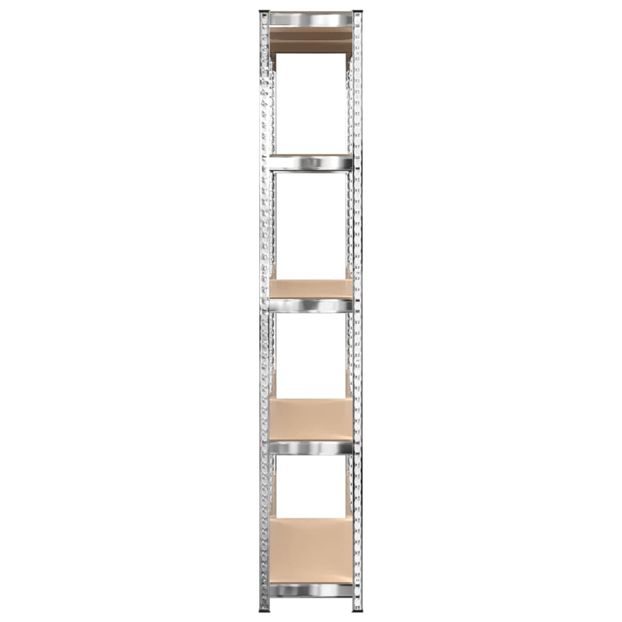 5-Layer Shelves 2 pcs Silver Steel and Engineered Wood