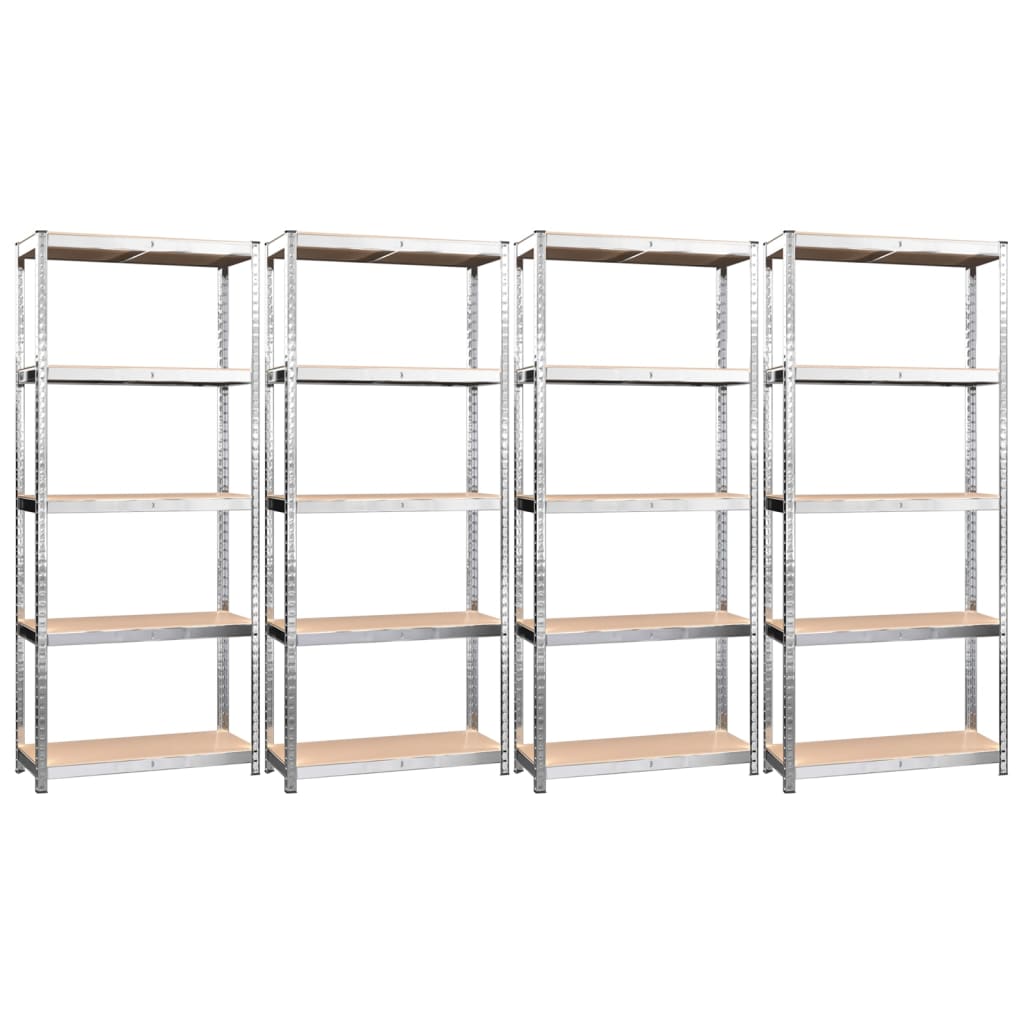 5-Layer Shelves 4 pcs Silver Steel and Engineered Wood