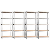5-Layer Shelves 4 pcs Silver Steel and Engineered Wood