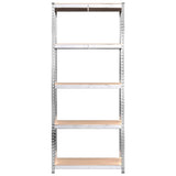 5-Layer Shelves 4 pcs Silver Steel and Engineered Wood - 45-Degree Angle
