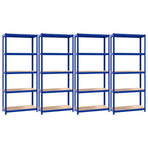 5-Layer Shelves 4 pcs Blue Steel&Engineered Wood