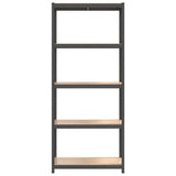 5-Layer Shelves 2 pcs Anthracite Steel&Engineered Wood - 45-Degree Angle