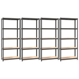 5-Layer Shelves 4 pcs Anthracite Steel&Engineered Wood - Front View