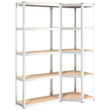5-Layer Shelves 2 pcs Silver Steel&Engineered Wood - Front View