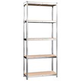 5-Layer Shelves 2 pcs Silver Steel&Engineered Wood - 45-Degree Angle