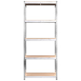 5-Layer Shelves 2 pcs Silver Steel&Engineered Wood - Rear View