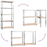 5-Layer Shelves 2 pcs Silver Steel&Engineered Wood - Extra Image