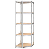 5-Layer Shelves 3 pcs Silver Steel&Engineered Wood - Close-Up Angle
