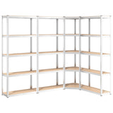 5-Layer Shelves 4 pcs Silver Steel&Engineered Wood - Front View