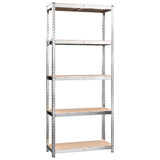5-Layer Shelves 4 pcs Silver Steel&Engineered Wood - 45-Degree Angle