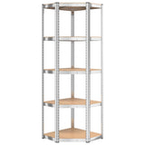 5-Layer Shelves 4 pcs Silver Steel&Engineered Wood - Low Angle