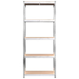 5-Layer Shelves 5 pcs Silver Steel&Engineered Wood - Rear View