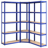5-Layer Shelves 3 pcs Blue Steel&Engineered Wood - Front View