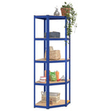 5-Layer Shelves 3 pcs Blue Steel&Engineered Wood - Top-Down View