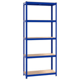 5-Layer Shelves 3 pcs Blue Steel&Engineered Wood - 45-Degree Angle