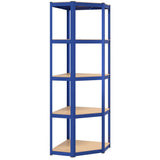 5-Layer Shelves 3 pcs Blue Steel&Engineered Wood - Low Angle
