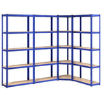 5-Layer Shelves 4 pcs Blue Steel&Engineered Wood