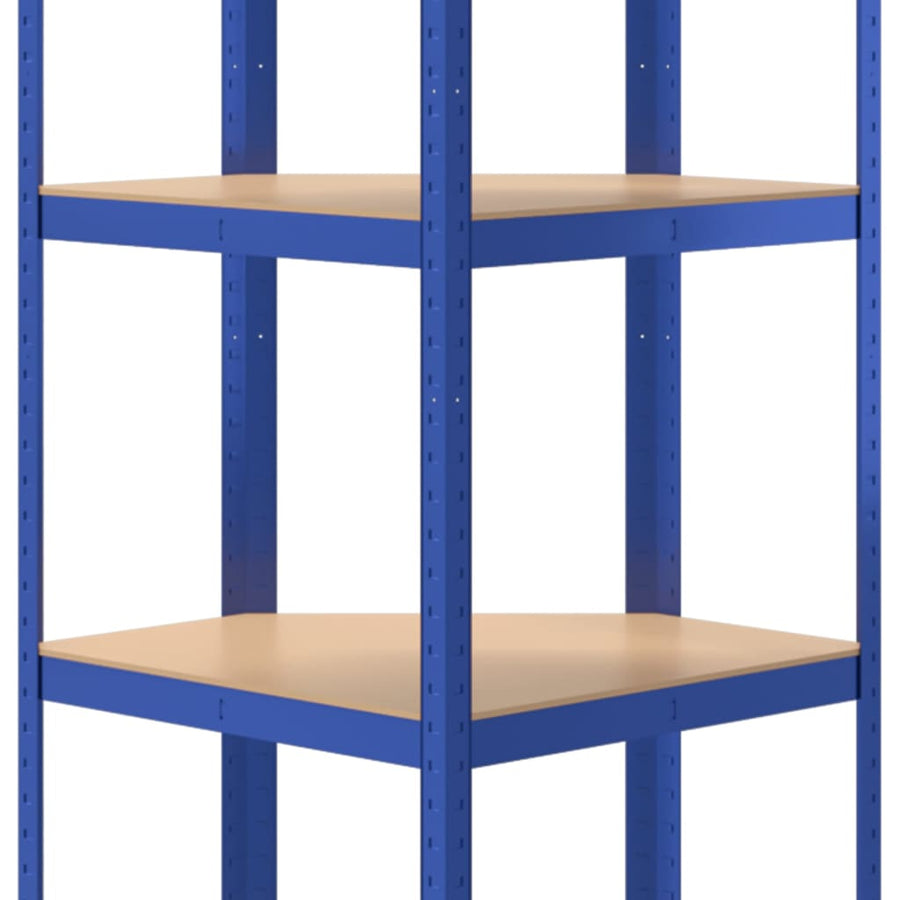 5-Layer Shelves 4 pcs Blue Steel&Engineered Wood