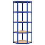 5-Layer Shelves 4 pcs Blue Steel&Engineered Wood