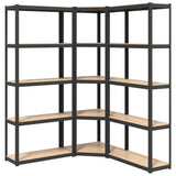 5-Layer Shelves 3 pcs Anthracite Steel&Engineered Wood - Front View