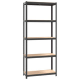 5-Layer Shelves 3 pcs Anthracite Steel&Engineered Wood - 45-Degree Angle