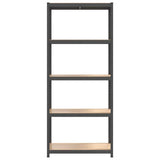 5-Layer Shelves 3 pcs Anthracite Steel&Engineered Wood - Rear View