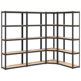 5-Layer Shelves 4 pcs Anthracite Steel&Engineered Wood - Front View