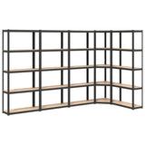 5-Layer Shelves 5 pcs Anthracite Steel&Engineered Wood - Front View