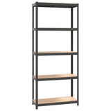 5-Layer Shelves 5 pcs Anthracite Steel&Engineered Wood - Rear View