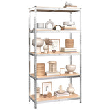 5-Layer Shelves 3 pcs Silver Steel and Engineered Wood - Side View