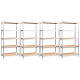 5-Layer Shelves 4 pcs Silver Steel and Engineered Wood - Front View
