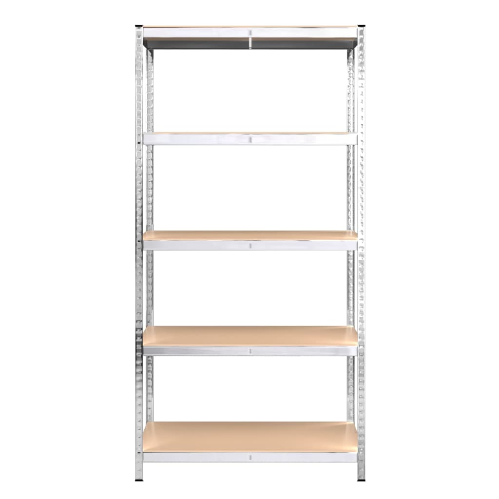5-Layer Shelves 4 pcs Silver Steel and Engineered Wood